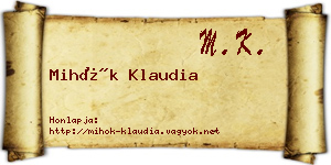 Mihók Klaudia névjegykártya